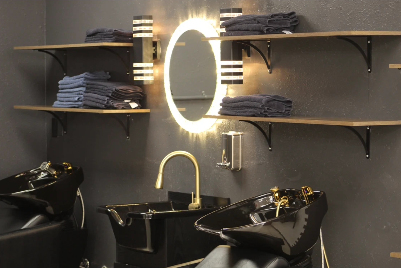 Hair wash station inside Y&M Barbershop